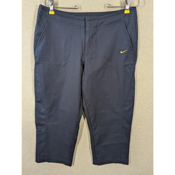 Nike Womens Athletic Dri-Fit Yoga Capri Pants Size Medium 8/10 Blue -1223G26 - Picture 2 of 9